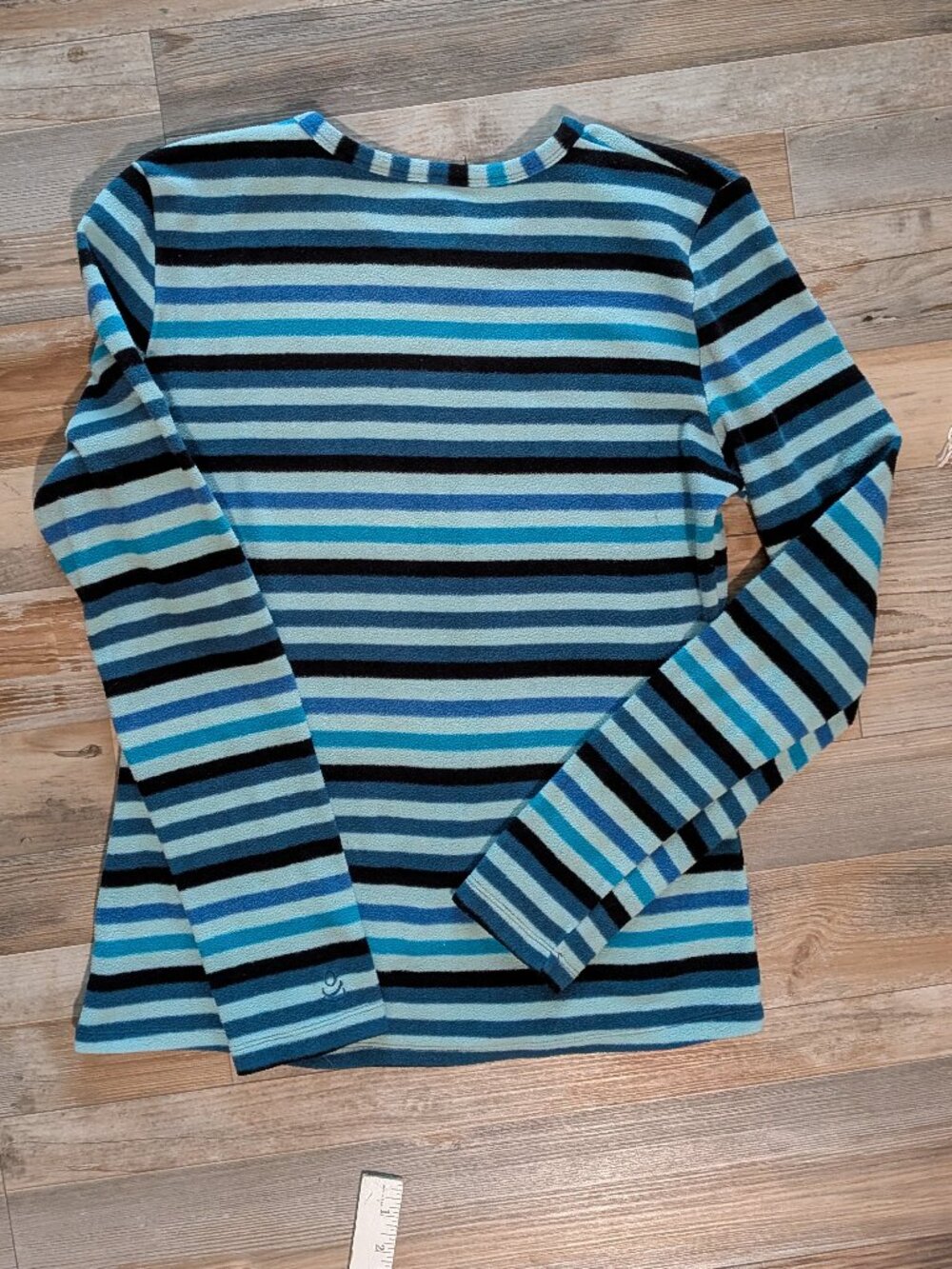 Cuddl Duds Fleece Top Blue Stripes Women's M